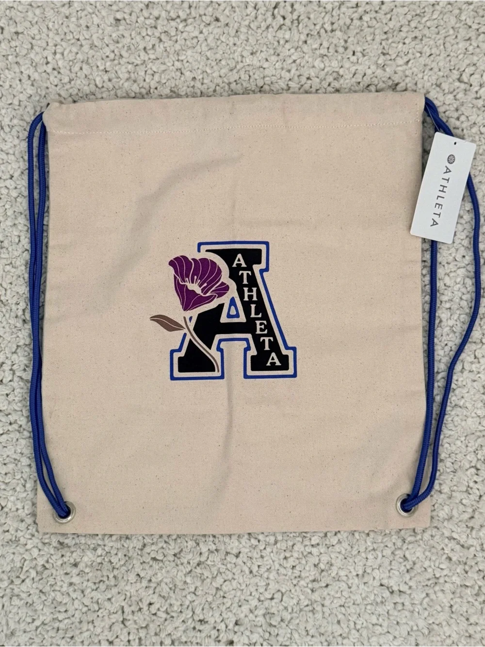 Athleta Natural Canvas Drawstring Bag NWT